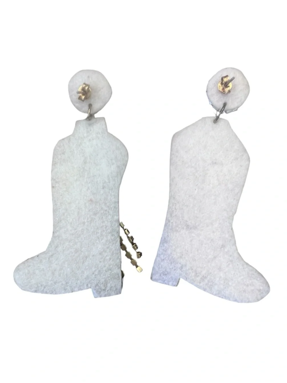Beaded Cowboy Boot Drop Earrings White Gold Pink Star Western Bachelorette OS